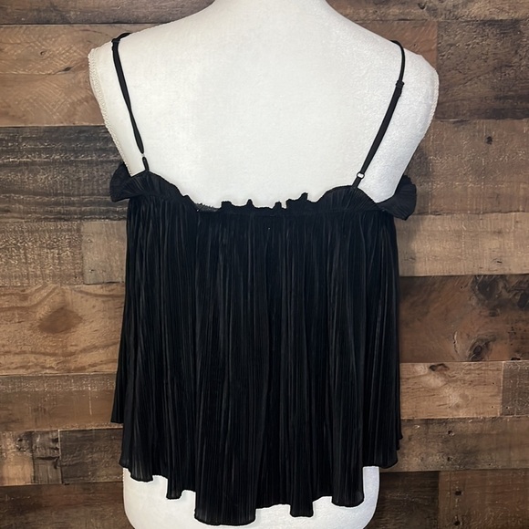 Madewell Nicole Pleated Ruffle Tank Size Medium Black - Picture 4 of 5